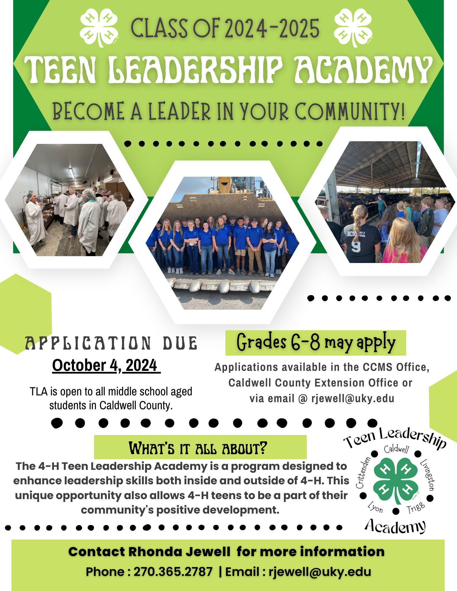 4-H Teen Leadership Academy Flyer