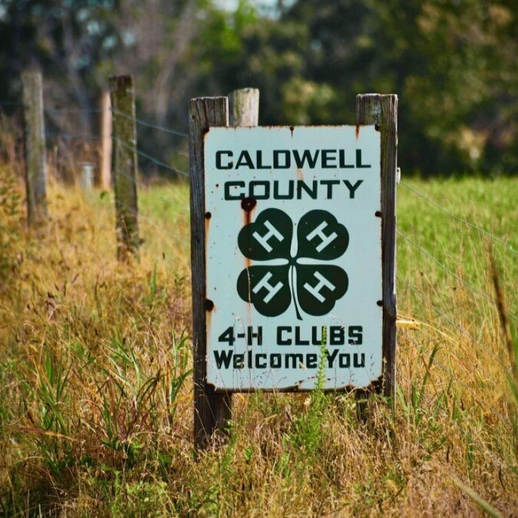  4-H Sign in county. 4-H'er took picture.