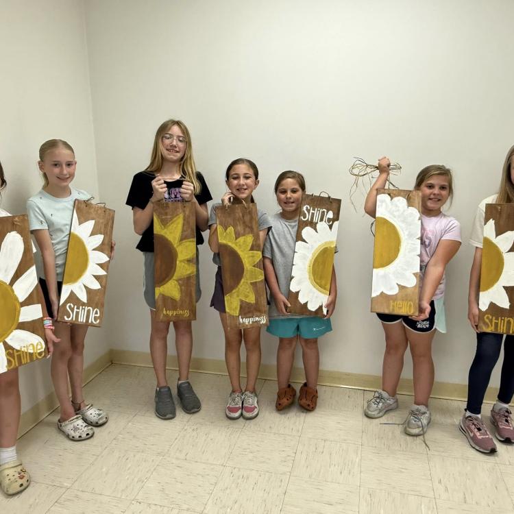  4-H Craft Club with flower art work