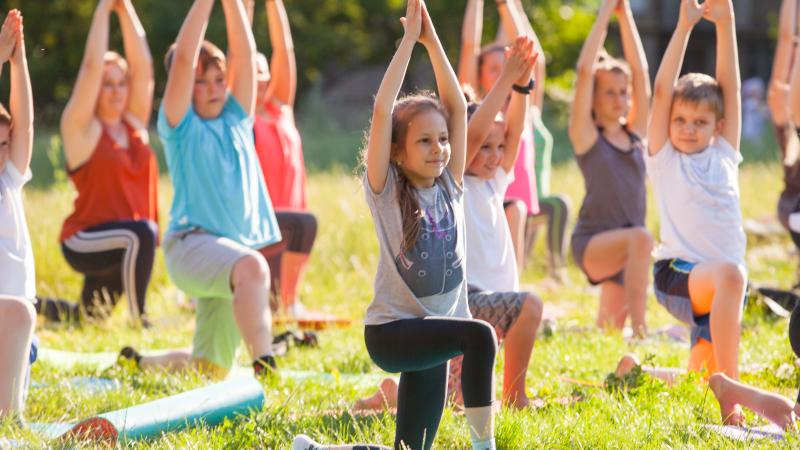 Kids doing yoga